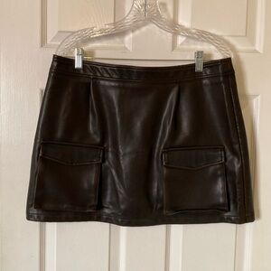 NWT - Faux Leather Cargo Skirt ( Brown )
